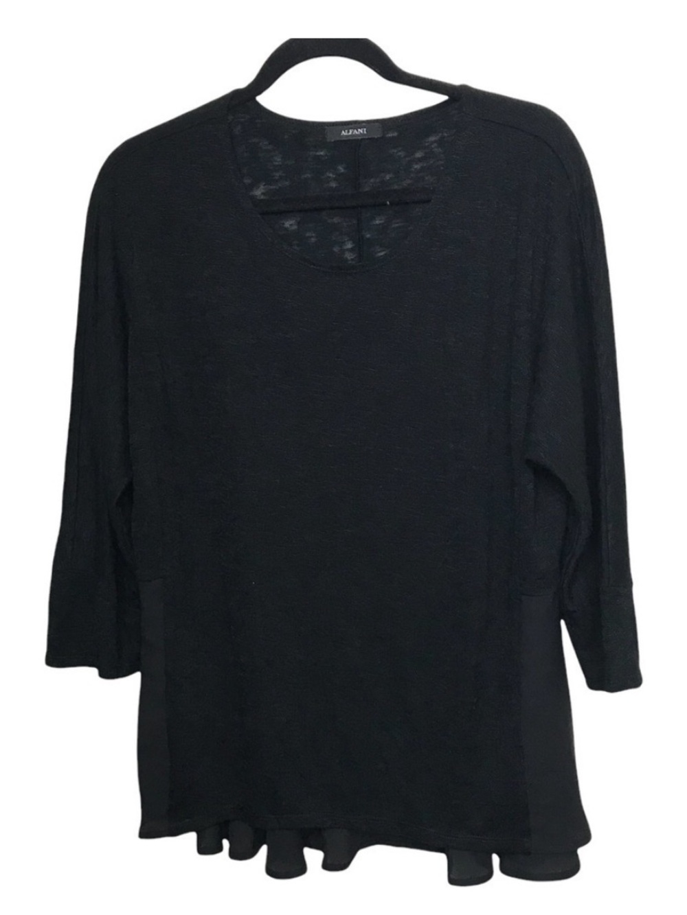 Alfani Black Sheer Mixed Media Blouse